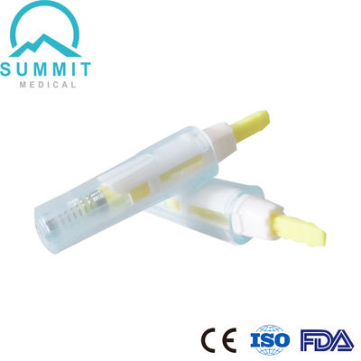 Lancet de sécurité à usage unique avec mécanisme de piqûre automatique 26G 1,8 mm Jaune