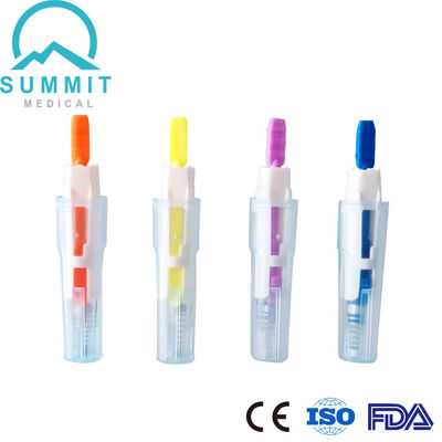 Lancet sanguin de sécurité codé par couleur 21G 23G 26G 28G 30G pour les tests au point de soins