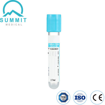 2.7 ml de tube de citrate de sodium, haut bleu clair, avec 3,2% d'additif de citrate de sodium